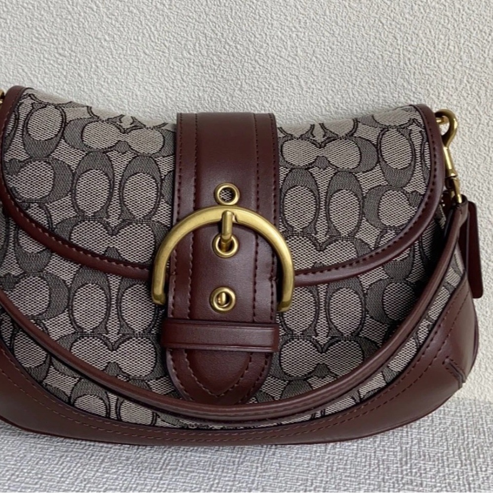 Coach Brown and Tan Signature Shoulder Bag - Picture 9 of 14